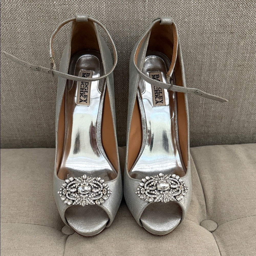 Badgley Mischka Metallic Embellished Heels